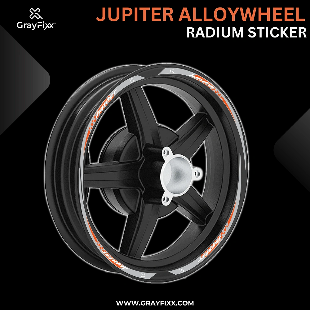 Alloy Wheel Radium Sticker for Jupiter | Made in Premium Radium with FPF (Fade Protection Film), Precut Sticker, Waterproof, Pack of 1